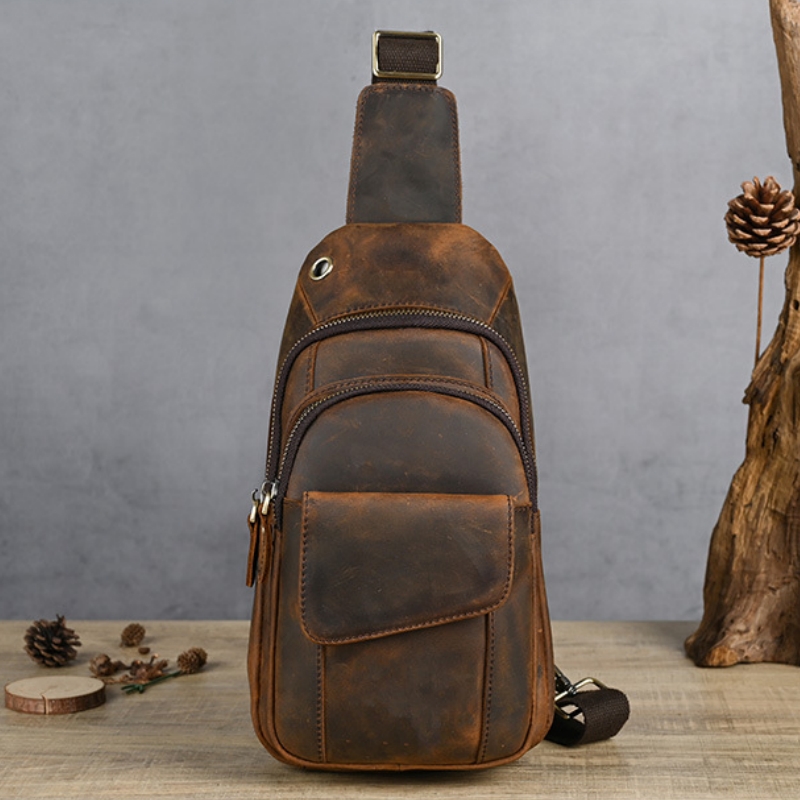 Saddle Bag Leather - デザイナー高級多機能男性チェストバッグ大容量アウトドア男性スリングショルダークロスバッグ旅行バックパック Mochila 学生