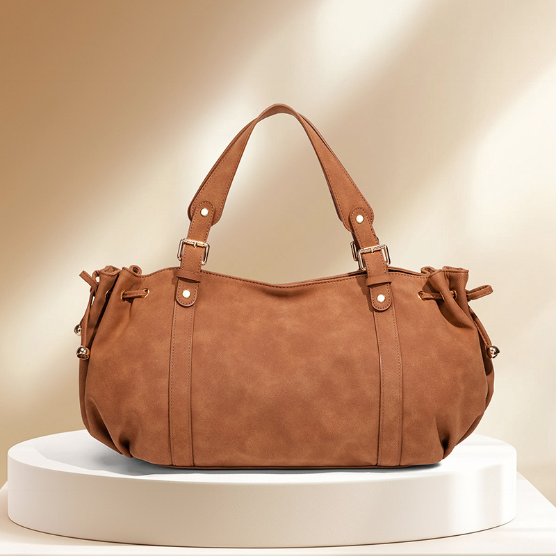 Women Bags Amazon - OL向けAmazon越境新作ライトラグジュアリーレトロ巾着バッグ、ニッチなシングルショルダー・アンダーアームポータブルカジュアルプリーツレディースバッグ