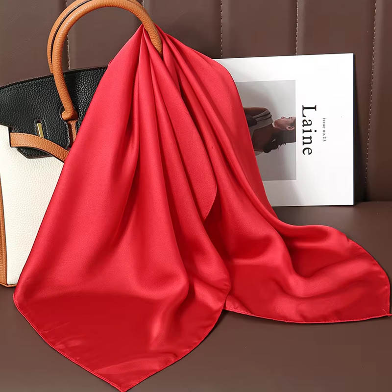 Women Bags Office - 高級無地シルクスクエアスカーフ女性用ソフトサテン馬毛ヘアバンドネッカチーフオフィスヒジャブヘッドバンドスカーフバッグリボンギフト
