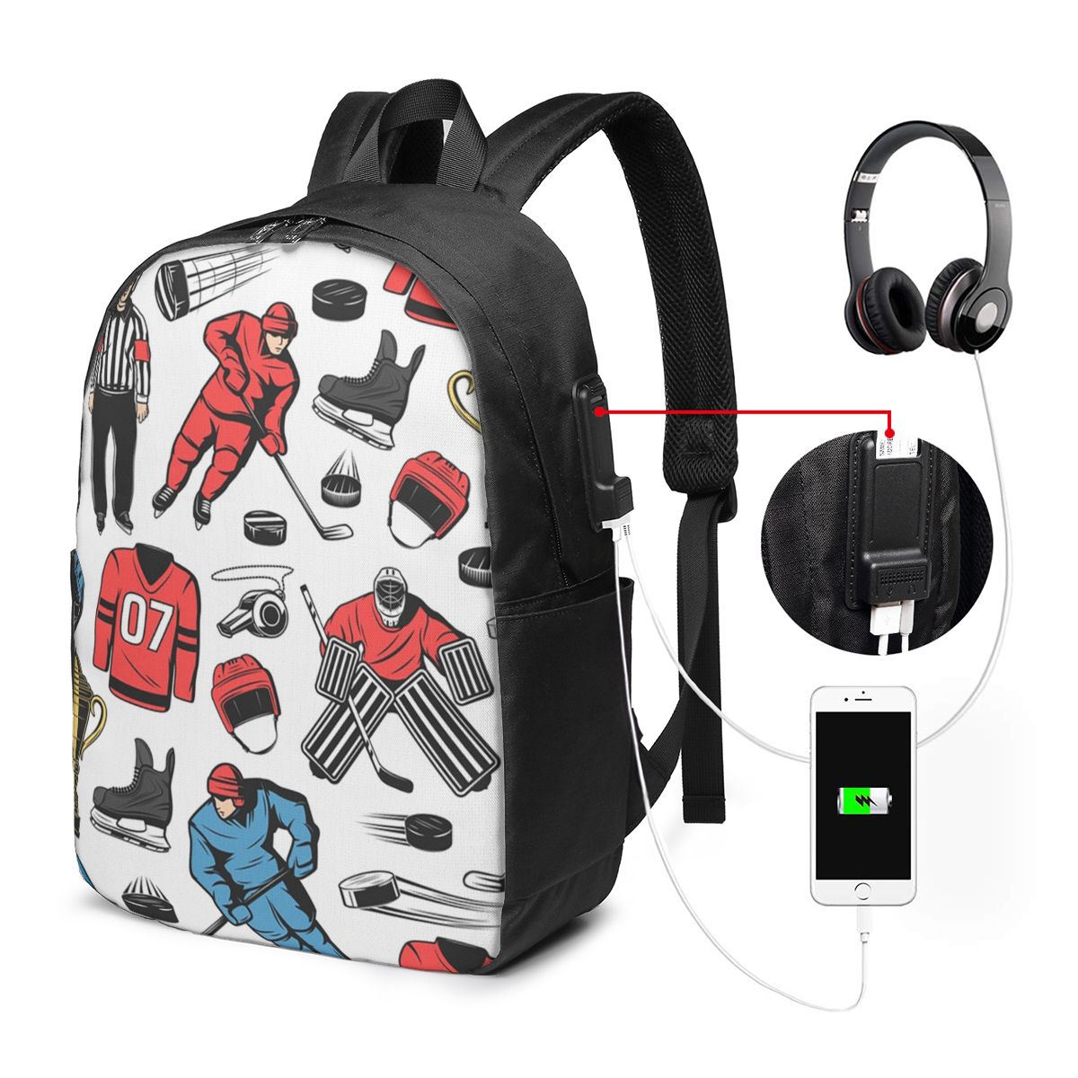 Women Bags Laptop - アイスホッケー選手オンリンクバックパック旅行ノートブックバッグコンピュータ大学生スクールバッグラップトップショルダーバッグ男性女性用