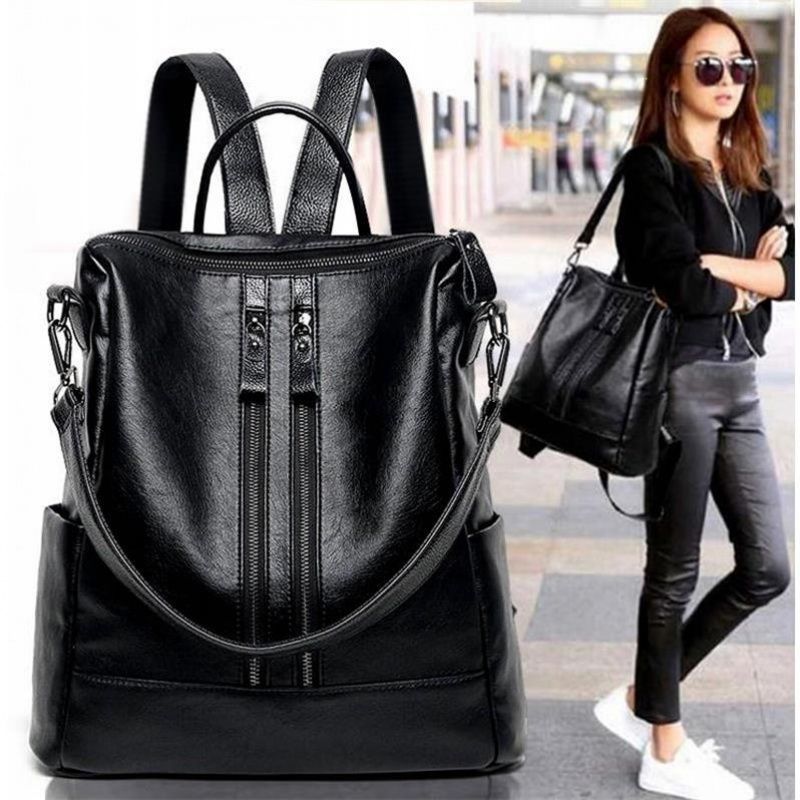 Women Bags Office - 女性ソフトレザーバックパックスクールブラックカジュアル多機能カレッジバッグ大容量ショルダーバッグトラベルトートバックパック