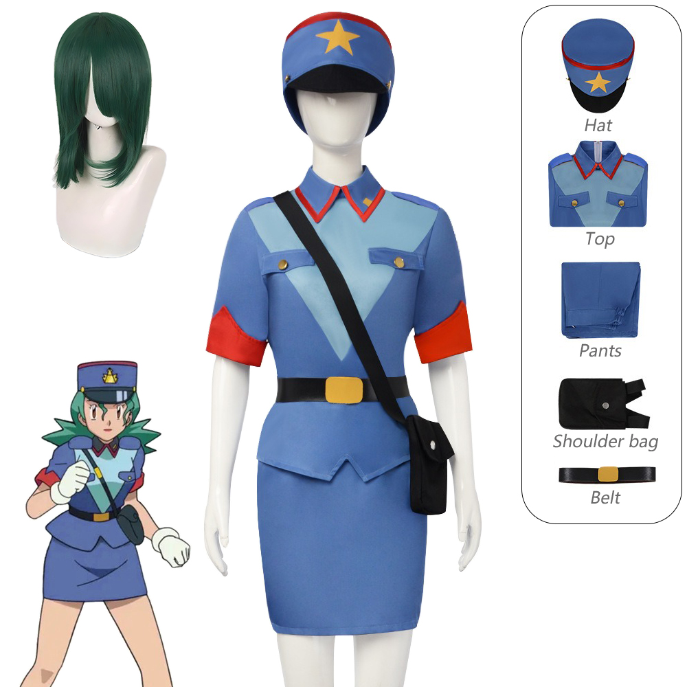Women Bags For Party - アニメ警官ジェニーのコスプレ衣装 女性警察制服ドレス ショルダーバッグ 帽子 ウィッグ コミコン
