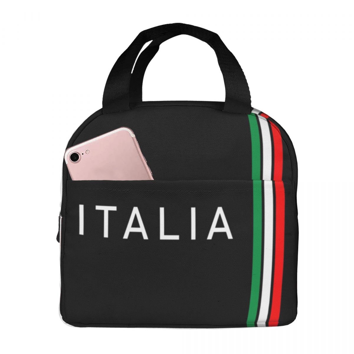 Women Bags In Qatar - イタリア国旗柄の断熱ランチバッグ（女性用）、イタリア、カタール 携帯用保温弁当箱 仕事 学校 旅行