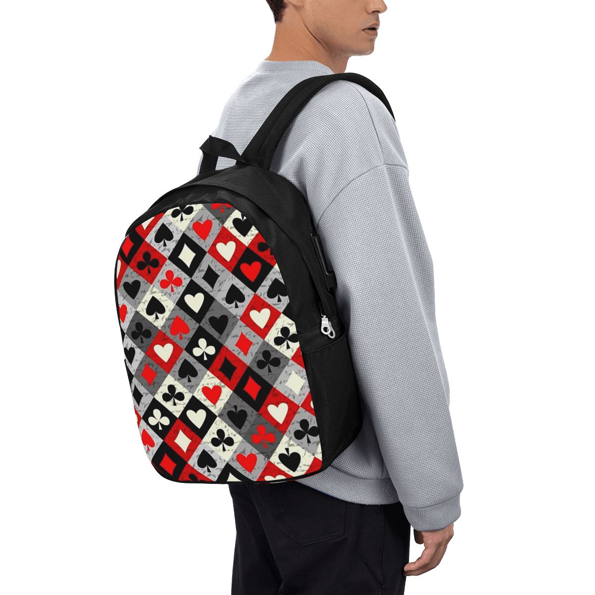 Women Bags Laptop - トランプポーカープリントバックパック旅行ノートブックバッグコンピュータ大学生スクールバッグラップトップショルダーバッグ男性女性用