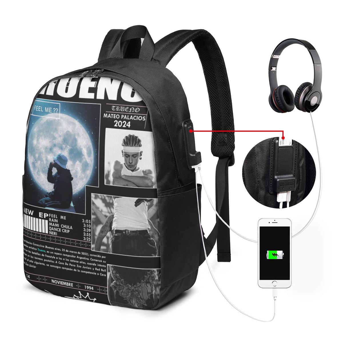 Women Bags Laptop - 面白いトゥルーノヒップホップラッパーバックパック旅行ノートブックバッグコンピュータ大学生スクールバッグラップトップショルダーバッグ男性女性用