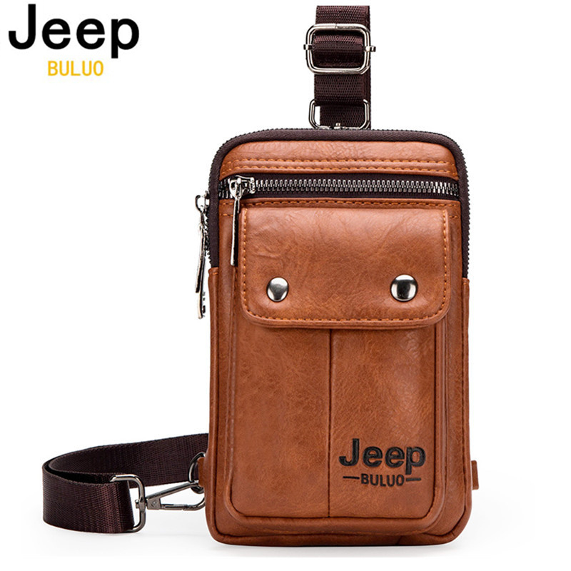 Saddle Bag Leather - ジープ BULUO 小型多機能スリングクロスボディバッグブランド男性ショルダーバッグ脚ウエストバッグ男性のための新ファッションカジュアルクールミニ