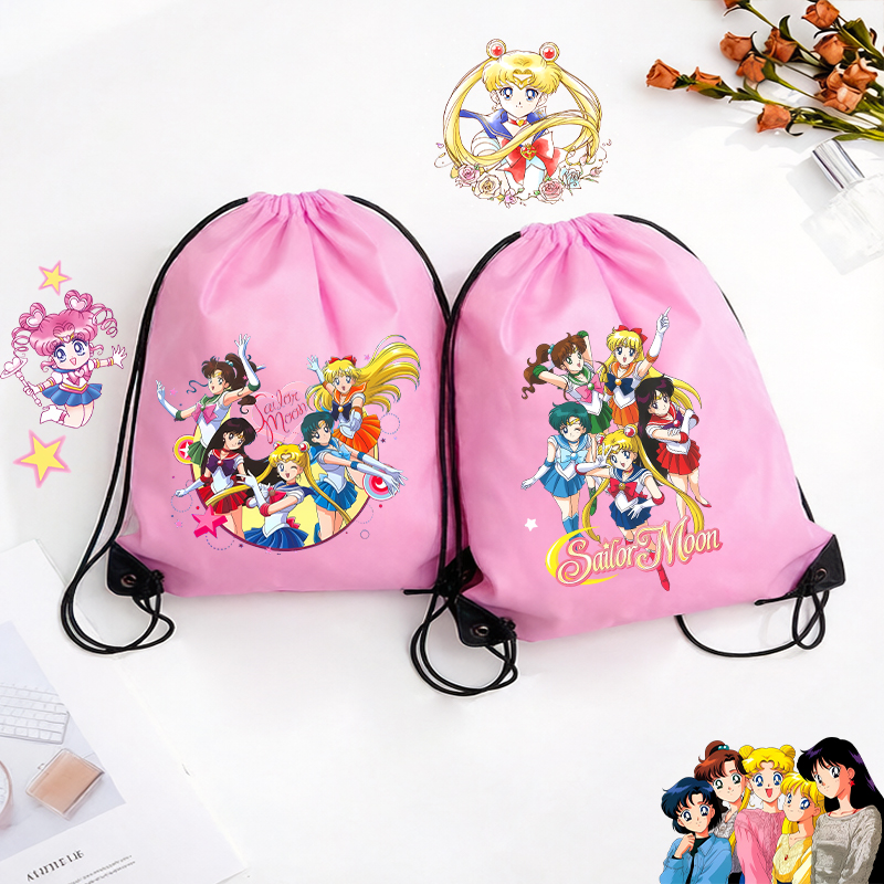 Women'S Vogue Bags - セーラームーンガール巾着バッグ女性スポーツ乗馬ゲームケースダブルショルダーハンドバッグ子供かわいいアニメ流行ポケット誕生日ギフト