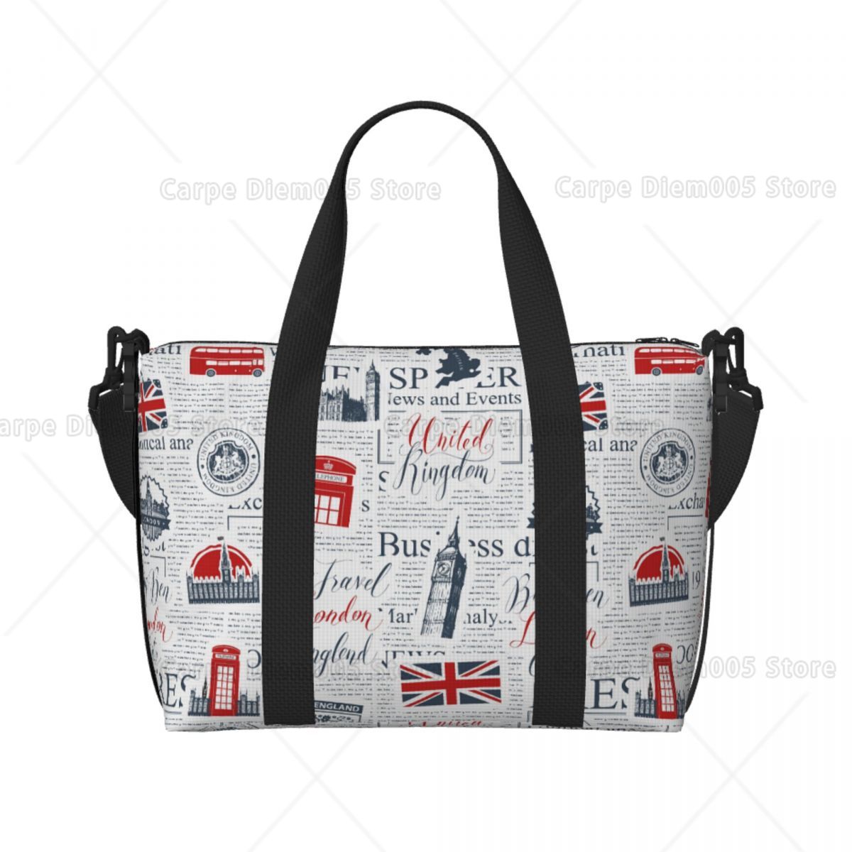 ヴィンテージ英国ロンドン新聞旅行荷物バッグ折りたたみハンドト - Women Bags Uk のレビューと価格