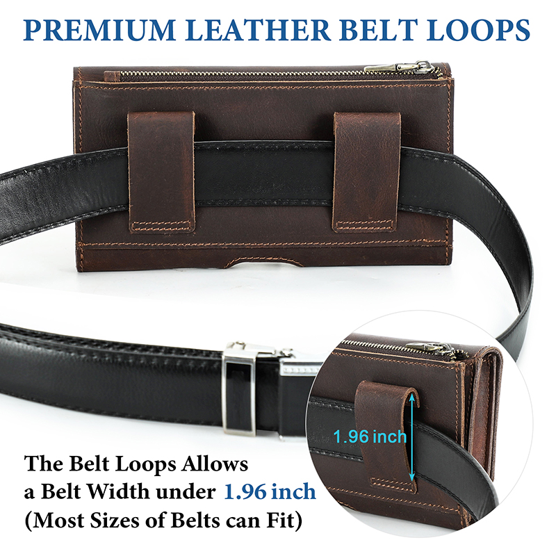 牛革の携帯電話バッグ,6.7インチ,カジュアルなウエストベル - Saddle Bag Leather のレビューと価格