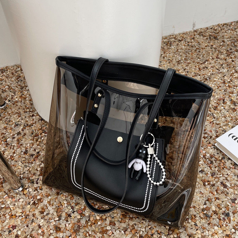 今年の新作ブラック大容量透明バッグ、ゼリーシングルショルダー - Women'S Vogue Bags のレビューと価格