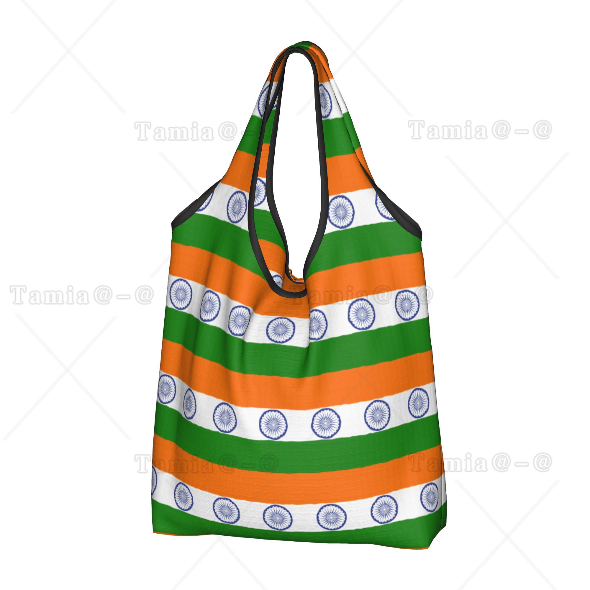 再利用可能なインド国旗柄ショッピングバッグ 女性用トートバッ - Women Bags India のレビューと価格