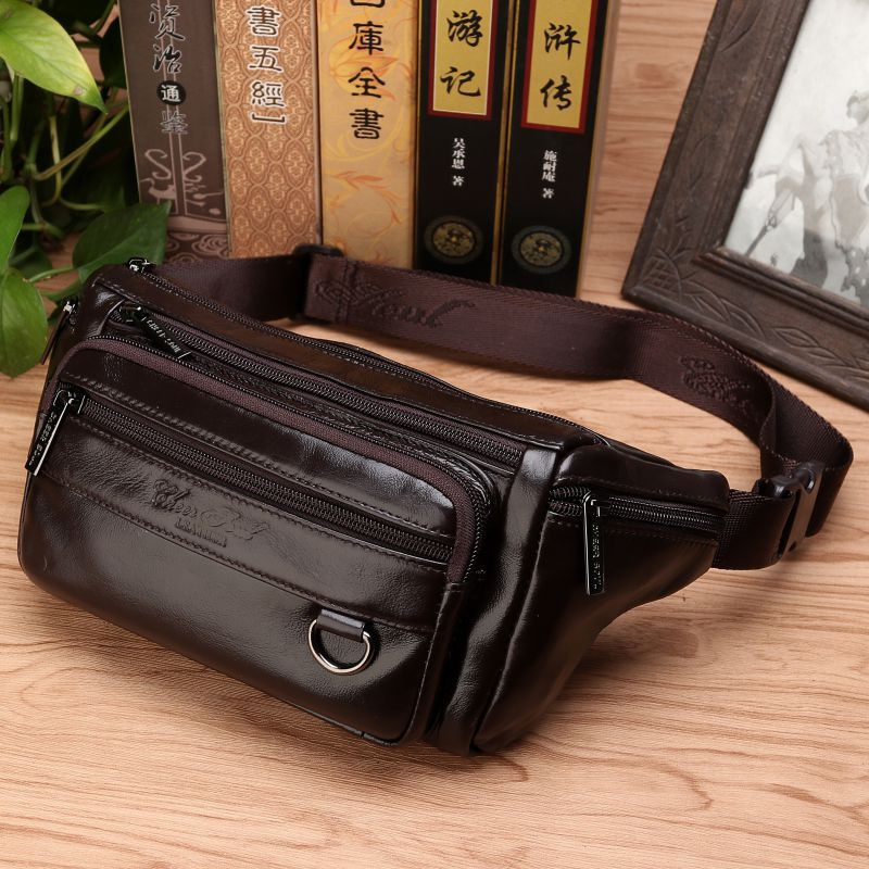 男性ウエストファニーバッグスリングチェストバッグ本革カジュア - Saddle Bag Leather のレビューと価格