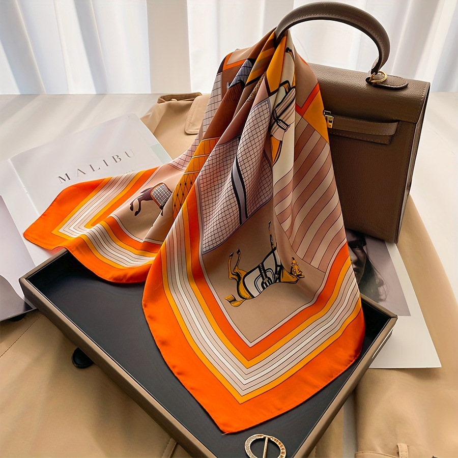 女性のための豪華な馬のパターンの正方形のシルクスカーフ,柔ら - Women Bags Office のレビューと価格