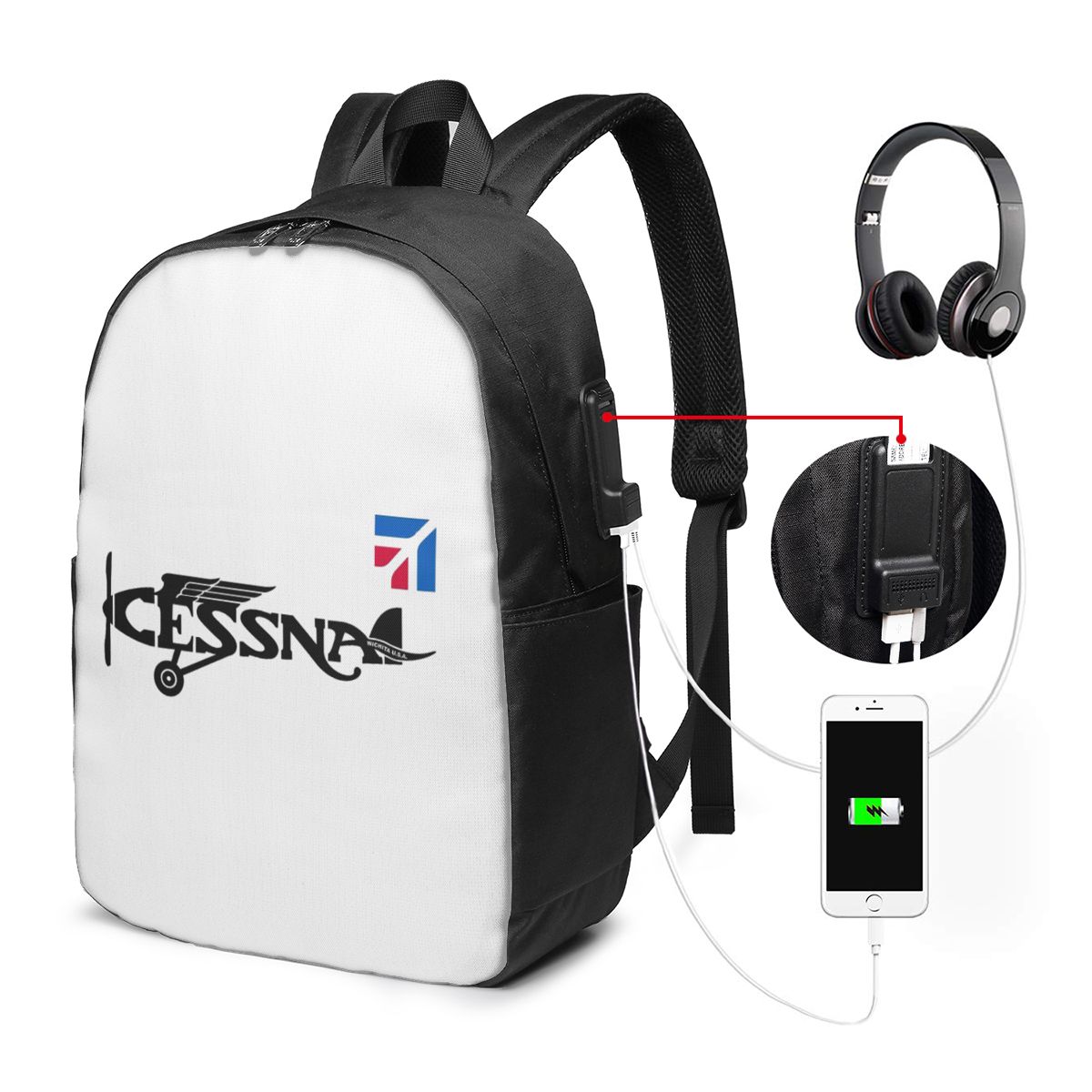 セスナロゴバックパック旅行ノートブックバッグコンピュータ大学 - Women Bags Laptop のレビューと価格