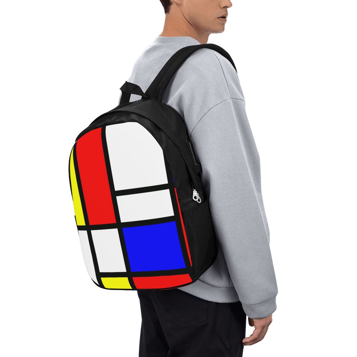 ピエト・モンドリアン構成バックパック旅行ノートブックバッグコ - Women Bags Laptop のレビューと価格