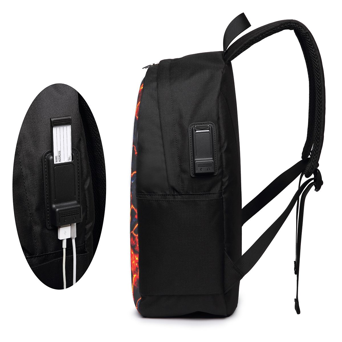 マグマ火山溶岩火災バックパック旅行ノートブックバッグコンピュ - Women Bags Laptop のレビューと価格