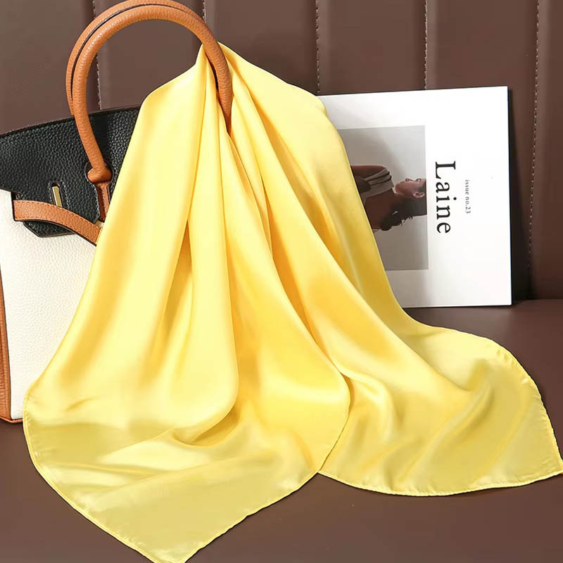 高級無地シルクスクエアスカーフ女性用ソフトサテン馬毛ヘアバン - Women Bags Office のレビューと価格