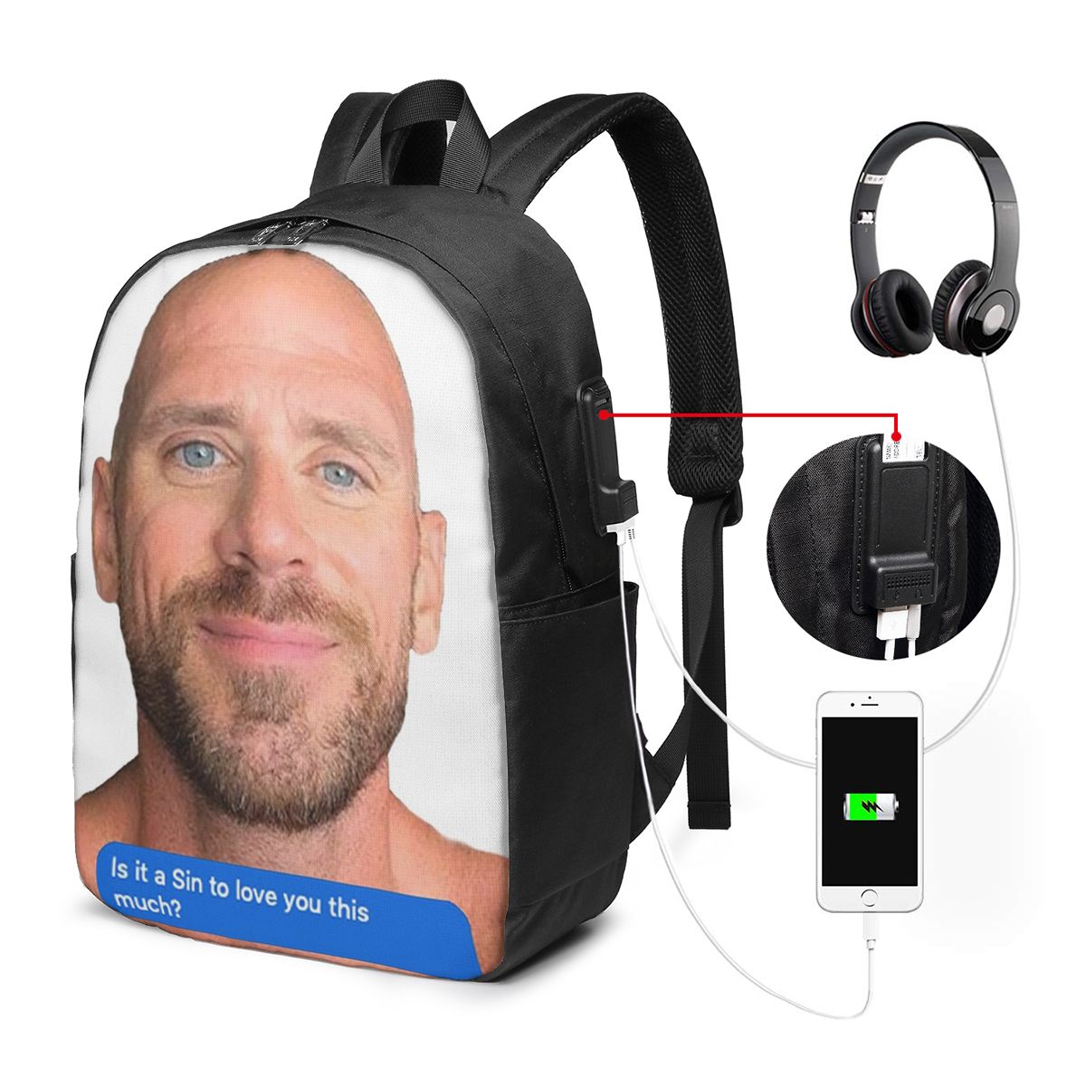 Johnny Sins Flirty Text Bubble - Women Bags Laptop のレビューと価格
