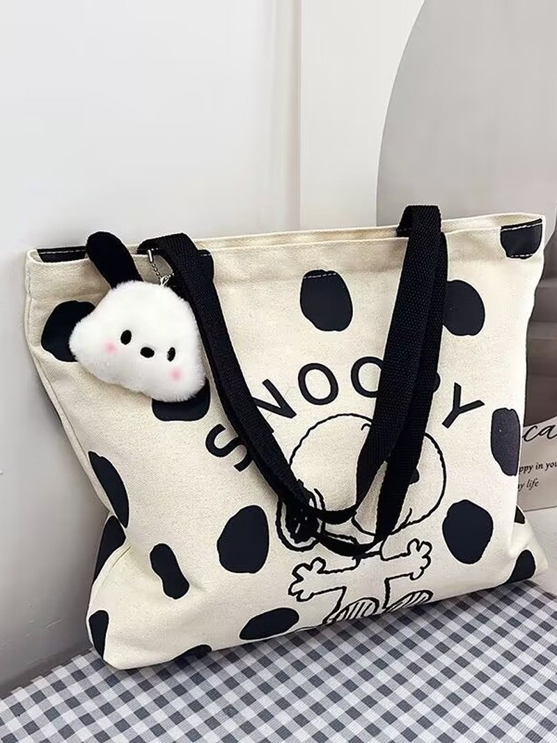 漫画スヌーピーキャンバスショルダーバッグ女性用大容量トートバ - Women Bags Medium Size のレビューと価格