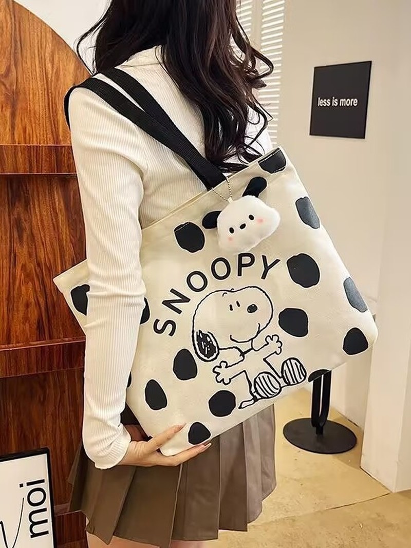 漫画スヌーピーキャンバスショルダーバッグ女性用大容量トートバ - Women Bags Medium Size のレビューと価格