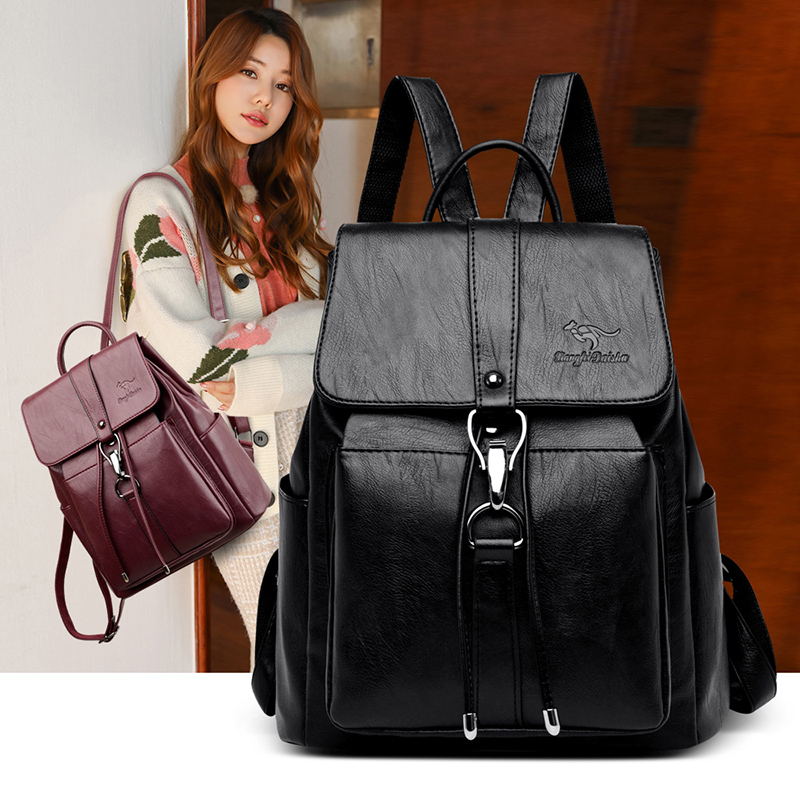 抗盗難バックパック女性のショルダーバッグ有名なブランドレザー - Women Bags Medium Size のレビューと価格