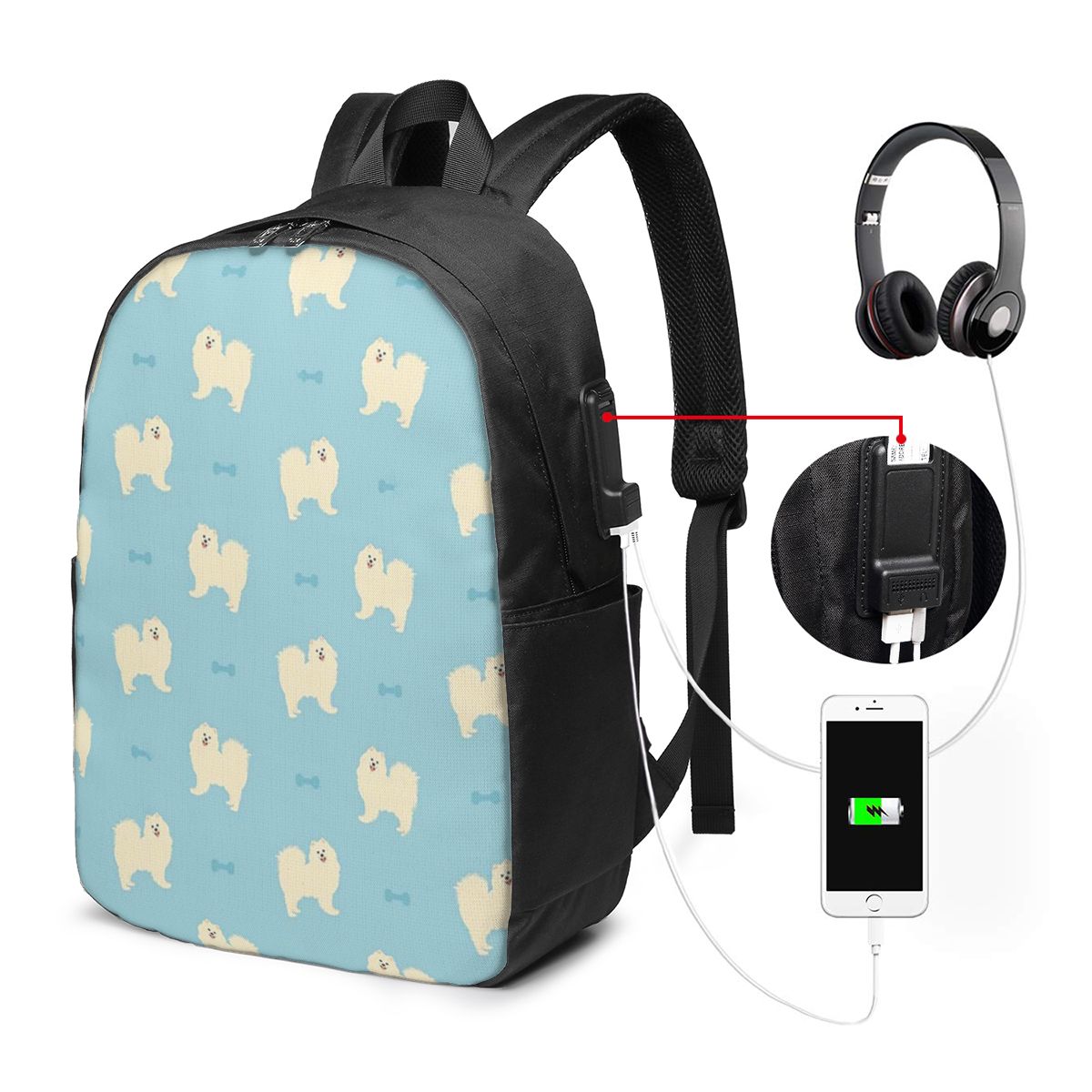 サモエド犬バックパック旅行ノートブックバッグコンピュータ大学 - Women Bags Laptop のレビューと価格