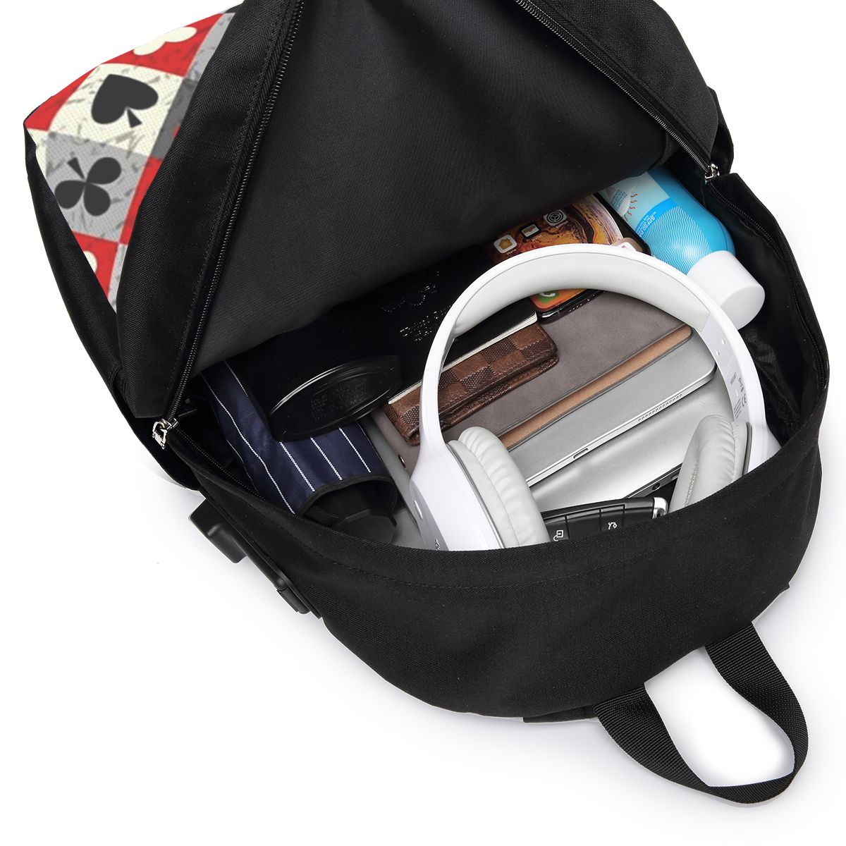トランプポーカープリントバックパック旅行ノートブックバッグコ - Women Bags Laptop のレビューと価格
