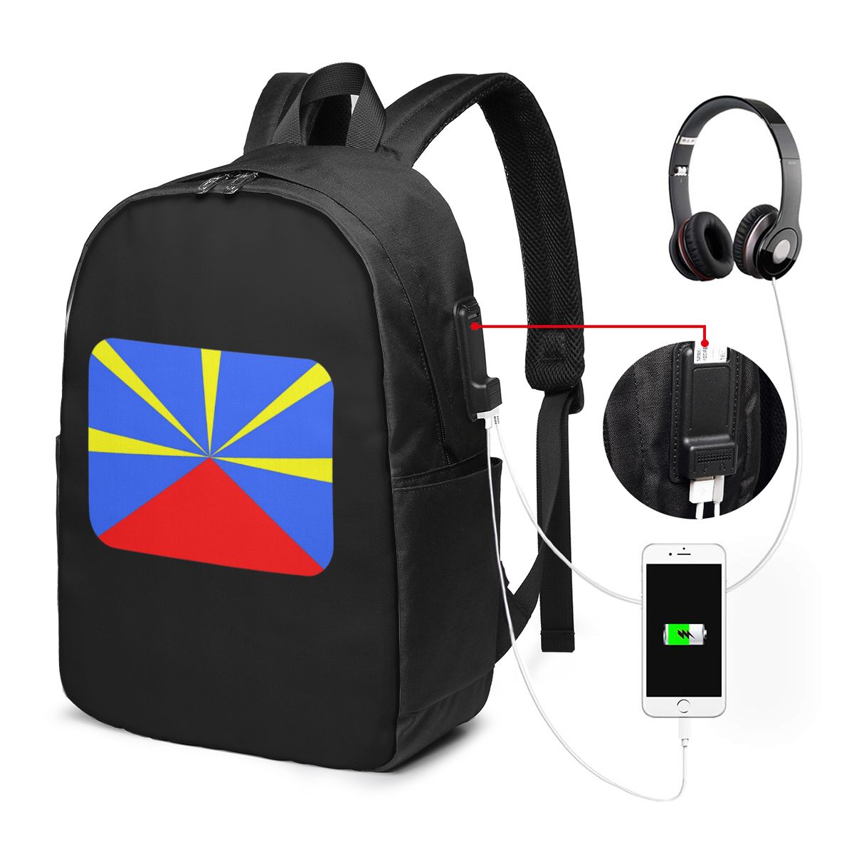974 レユニオン島旗バックパック旅行ノートブックバッグコン - Women Bags Laptop のレビューと価格