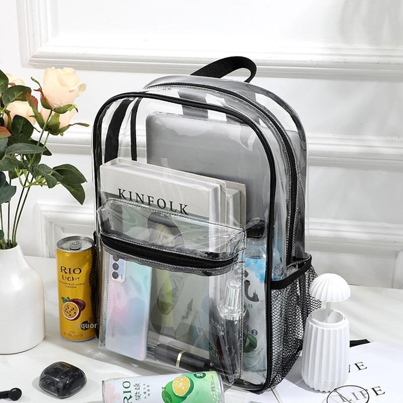 トラベルビジュアルバックパック大容量防水ショルダーバッグ透明 - Women Bags Medium Size のレビューと価格