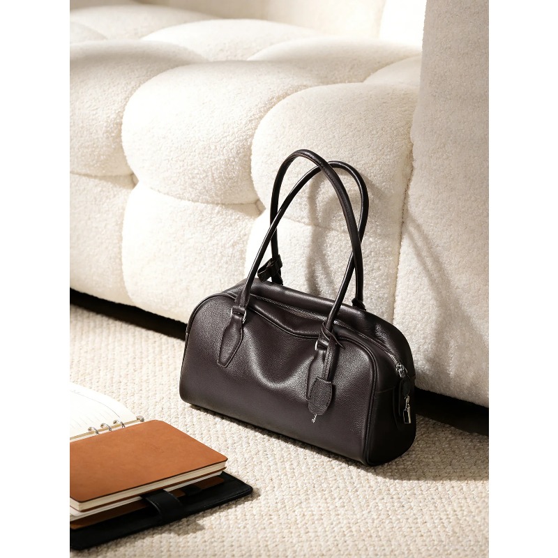 本革製 インド製 ロングハンドル ボウリングバッグ、新作ニッ - Women Bags India のレビューと価格