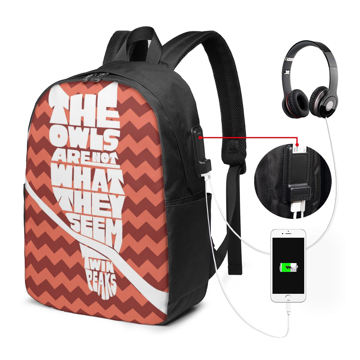 ツインピークスレッドルームバックパック旅行ノートブックバッグ - Women Bags Laptop のレビューと価格