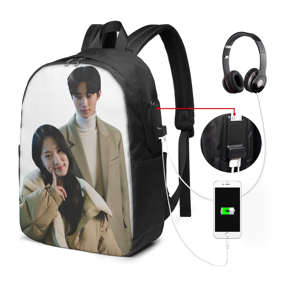 素敵なランナー Kdrama ファンアートバックパック旅行ノ - Women Bags Laptop のレビューと価格