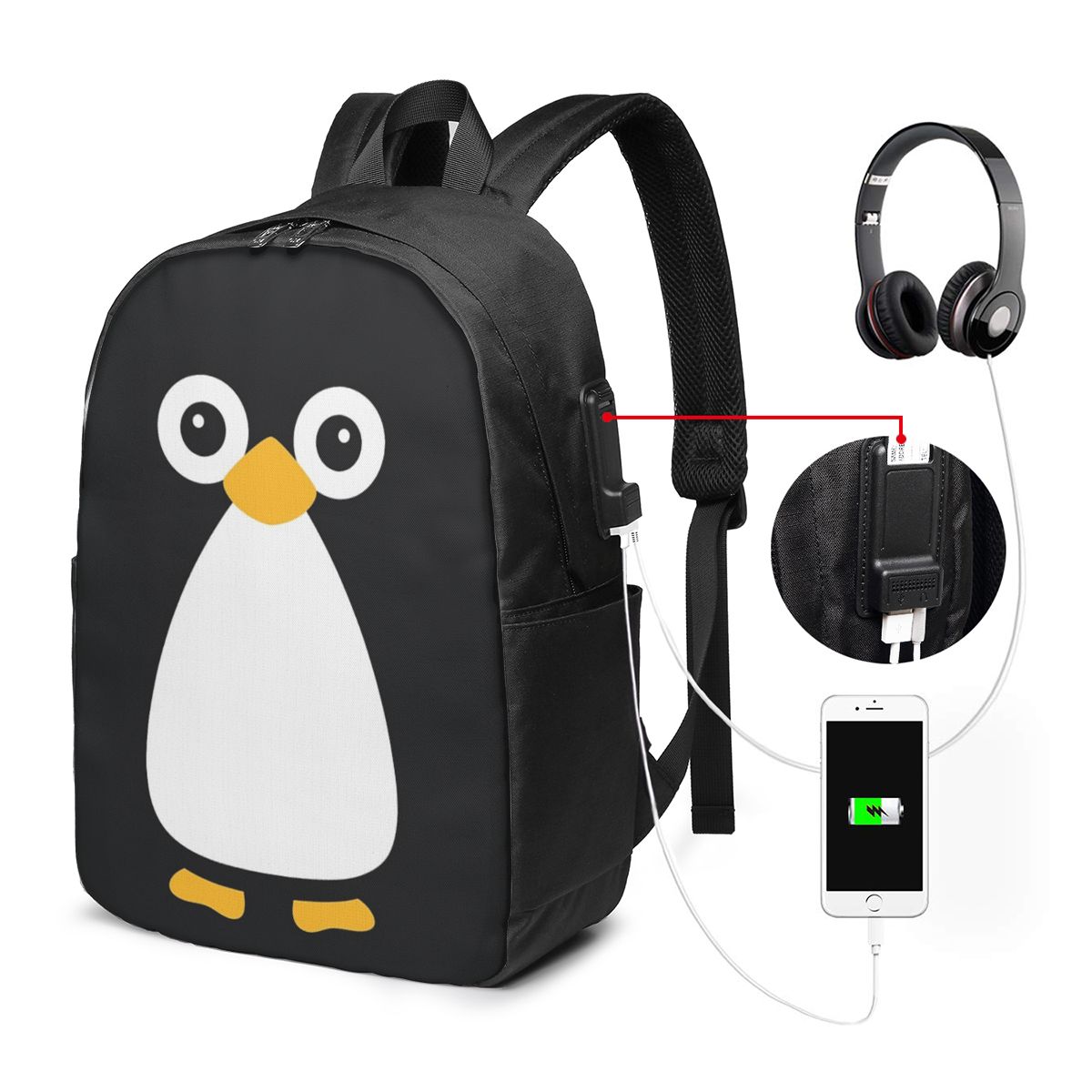 かわいいベクターペンギンバックパック旅行ノートブックバッグコ - Women Bags Laptop のレビューと価格